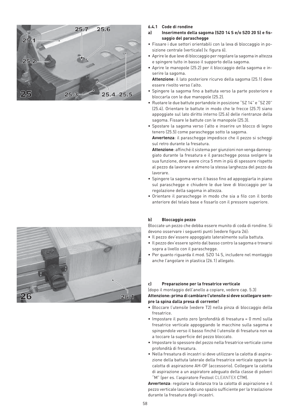 Festool VS 600 accessories User Manual | Page 58 / 144