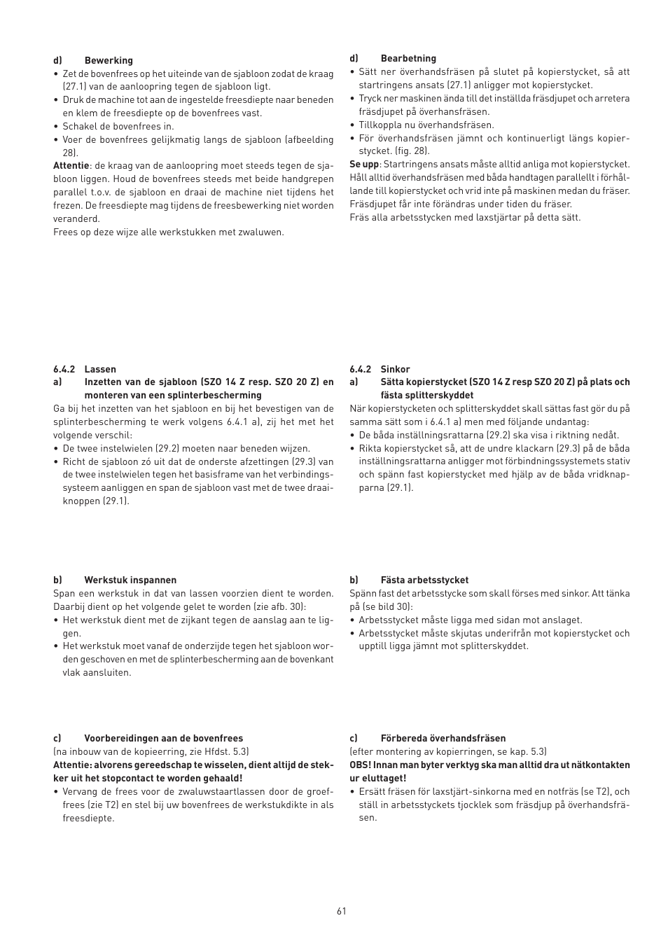 Festool VS 600 accessories User Manual | Page 61 / 144