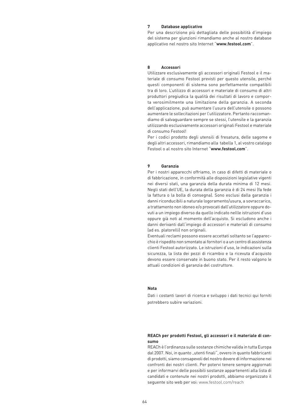 Festool VS 600 accessories User Manual | Page 64 / 144