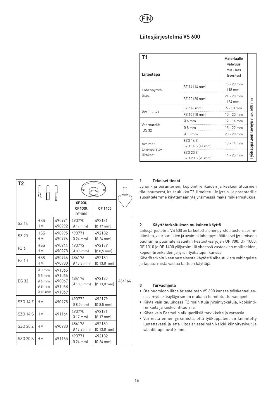 Liitosjärjestelmä vs 600 t2 | Festool VS 600 accessories User Manual | Page 66 / 144