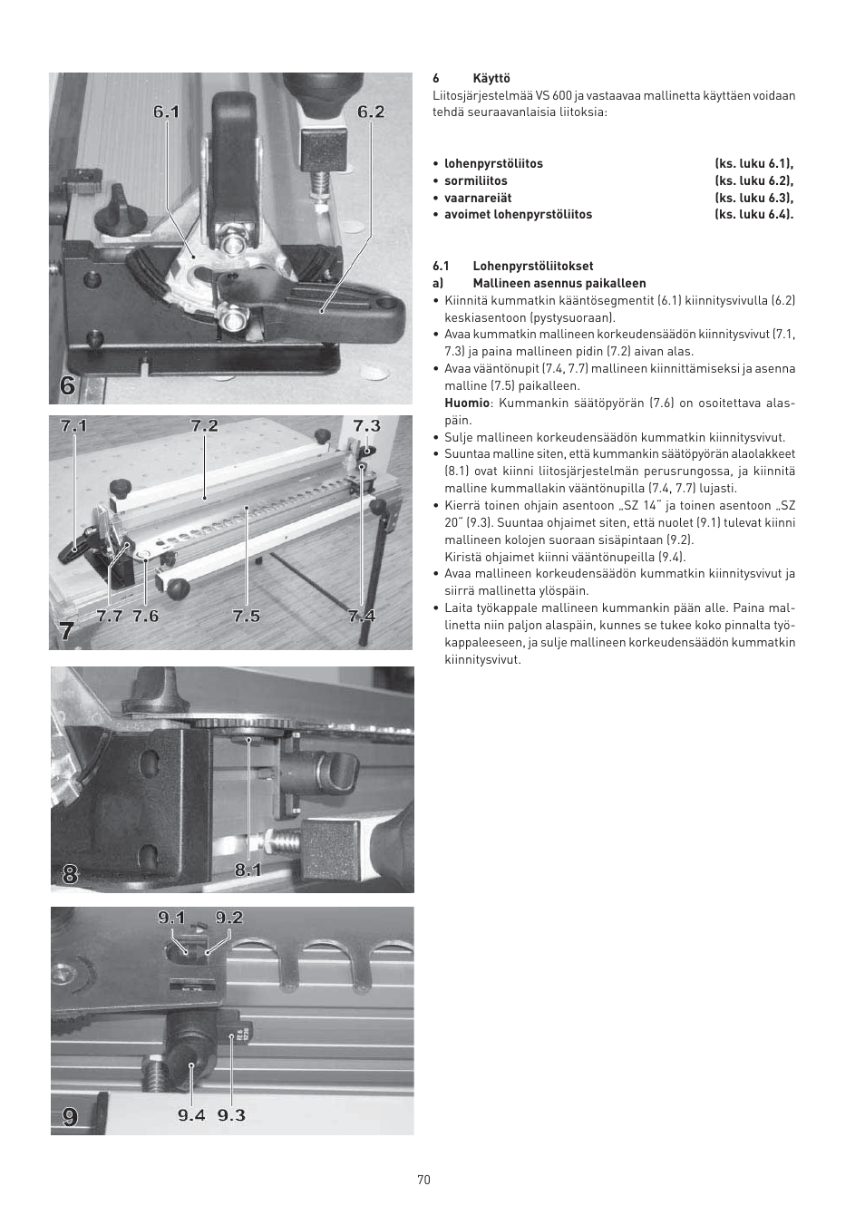 Festool VS 600 accessories User Manual | Page 70 / 144