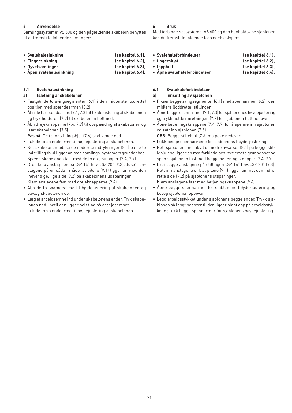 Festool VS 600 accessories User Manual | Page 71 / 144