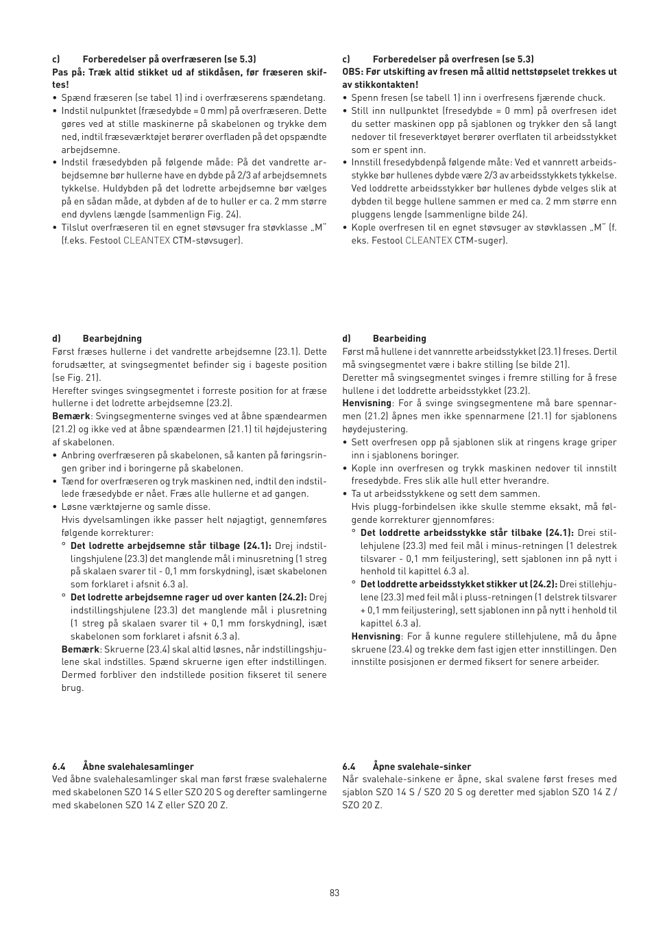 Festool VS 600 accessories User Manual | Page 83 / 144