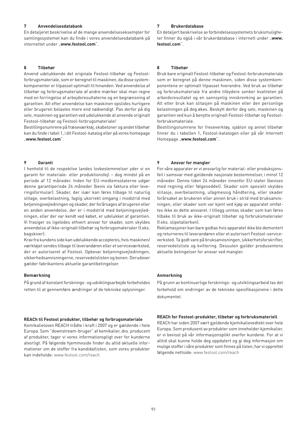 Festool VS 600 accessories User Manual | Page 91 / 144