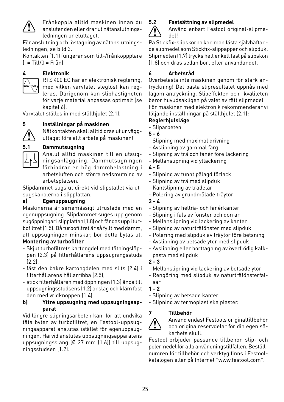 Festool RS 400 Q-EQ User Manual | Page 25 / 46