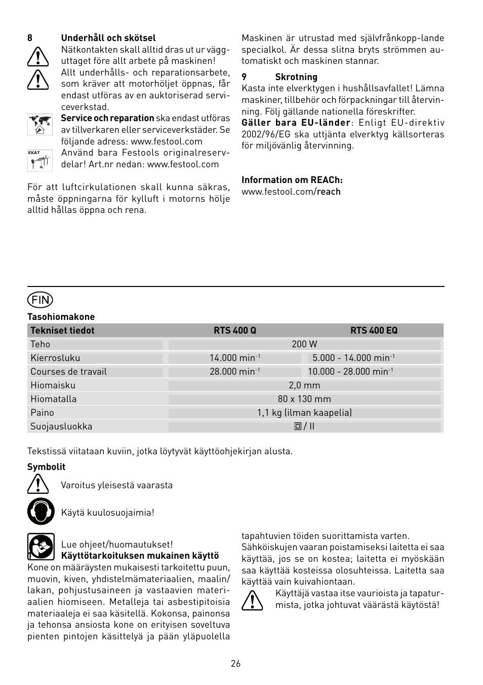 Festool RS 400 Q-EQ User Manual | Page 26 / 46