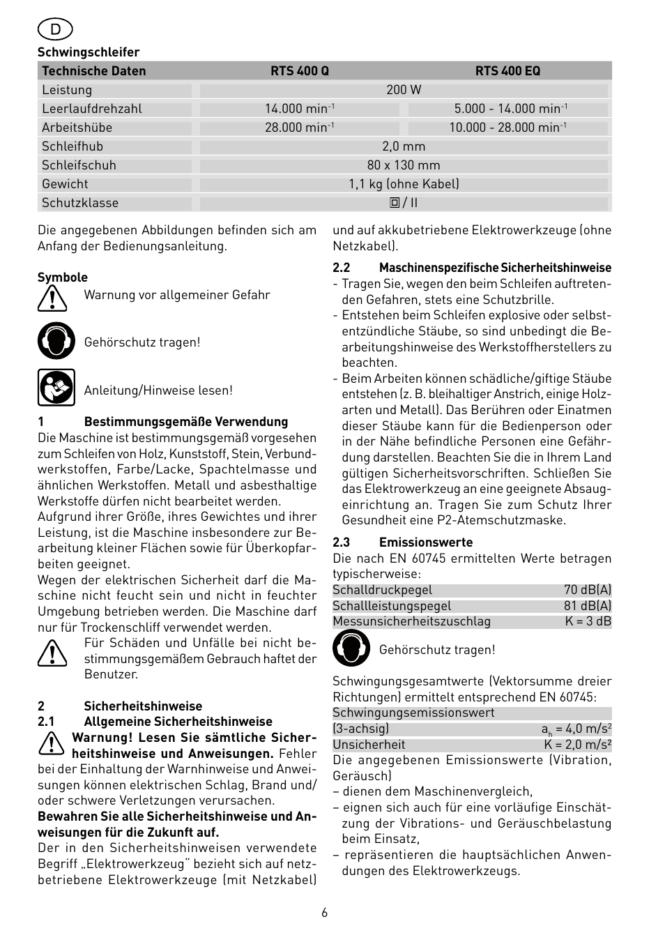 Festool RS 400 Q-EQ User Manual | Page 6 / 46