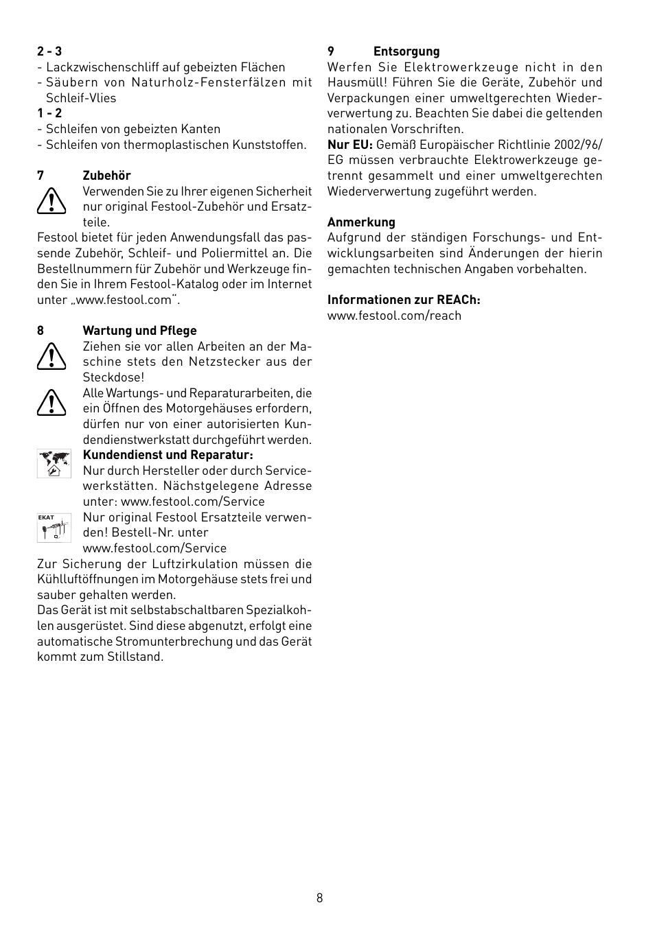 Festool RS 400 Q-EQ User Manual | Page 8 / 46