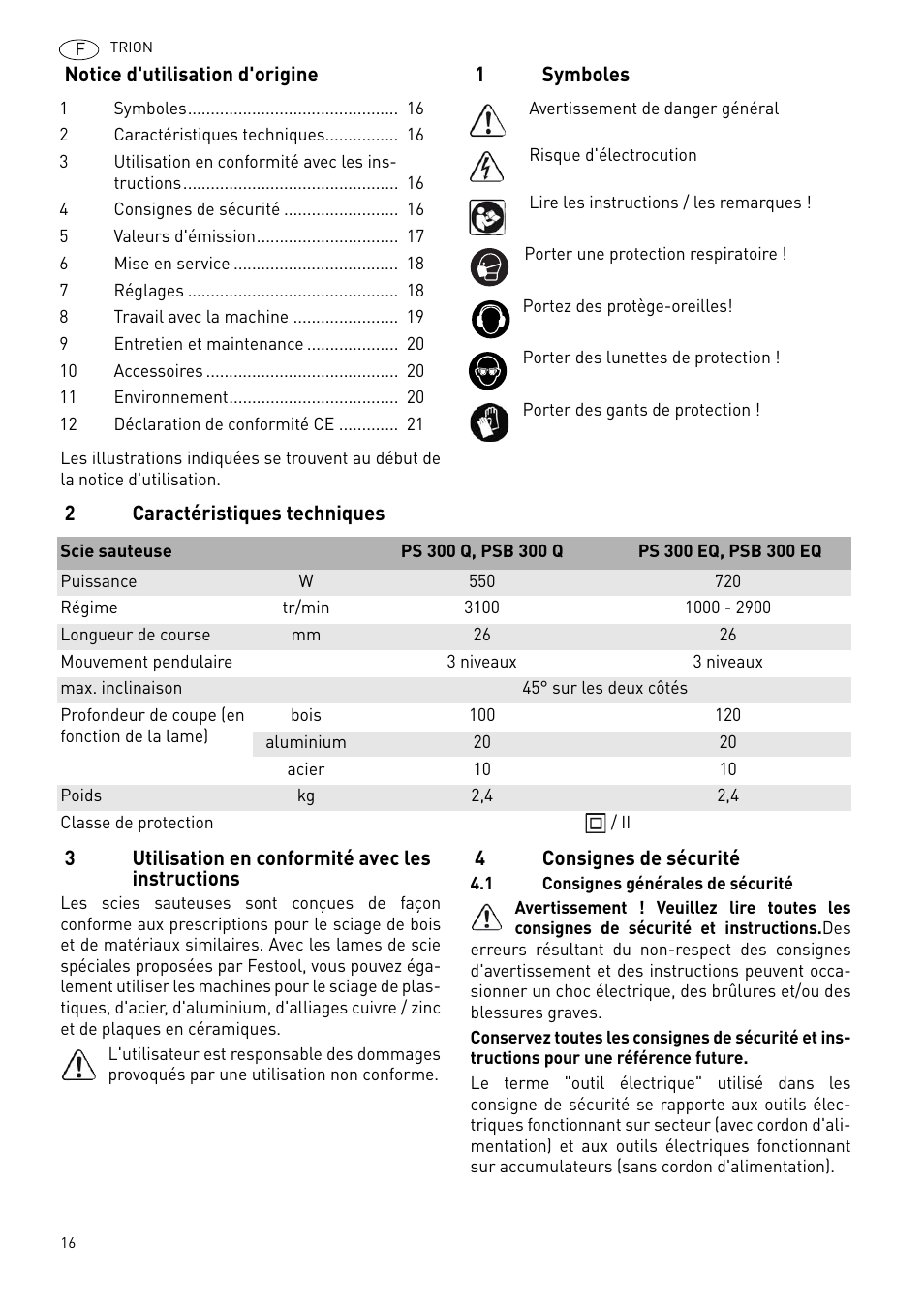Festool PSB 300 EQ TRION User Manual | Page 16 / 79