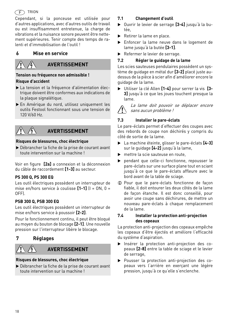 Festool PSB 300 EQ TRION User Manual | Page 18 / 79
