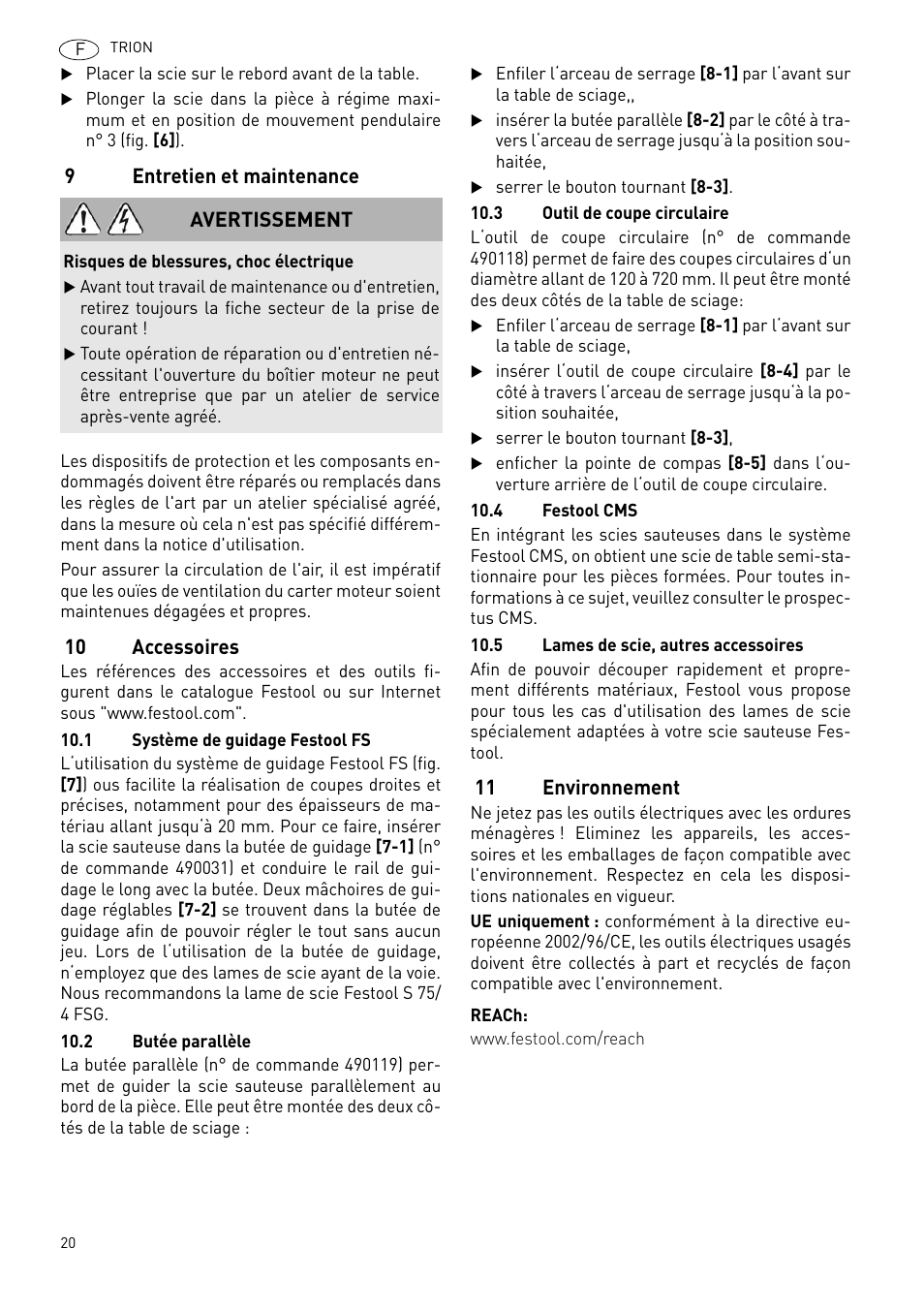 Festool PSB 300 EQ TRION User Manual | Page 20 / 79