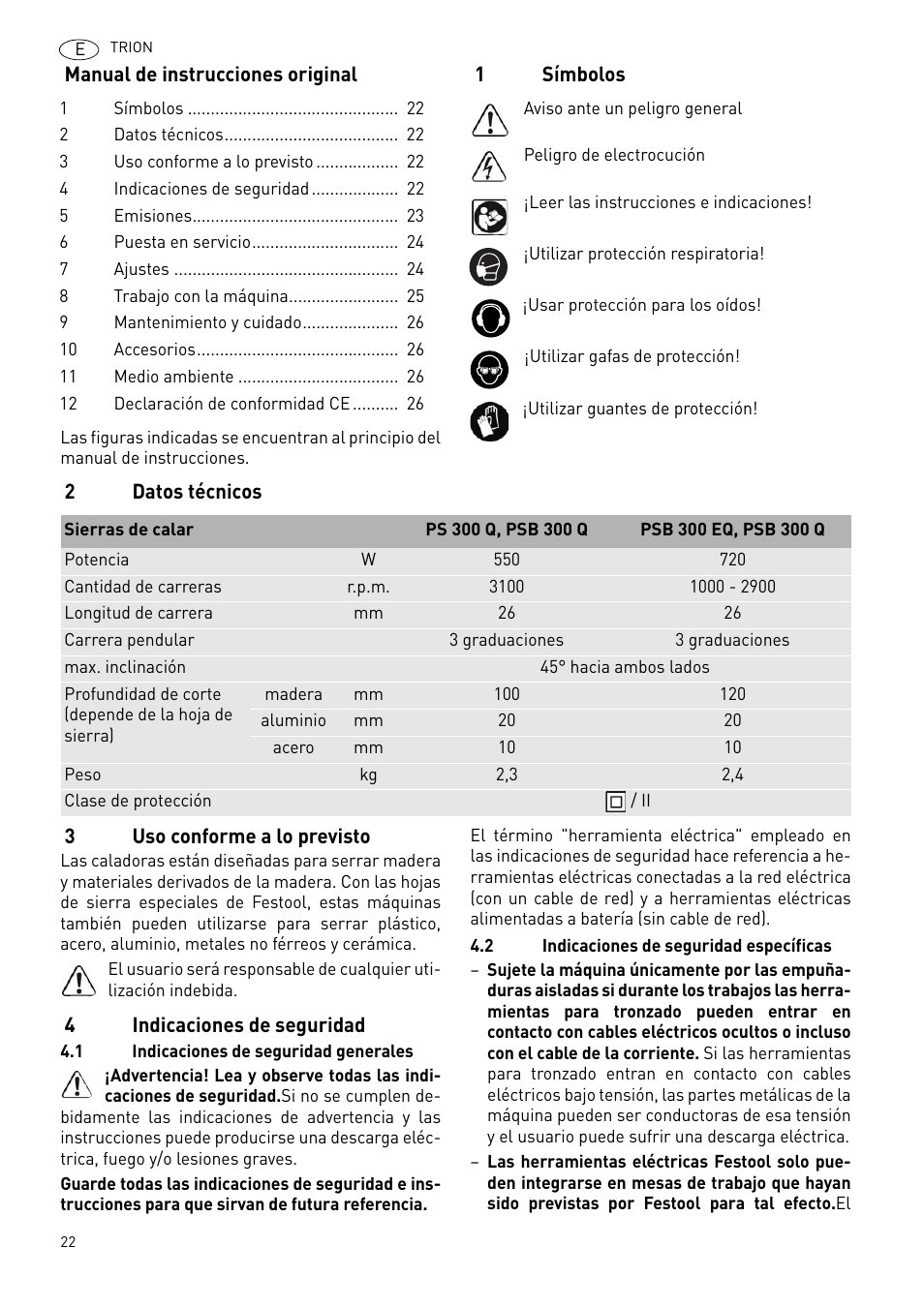 Festool PSB 300 EQ TRION User Manual | Page 22 / 79