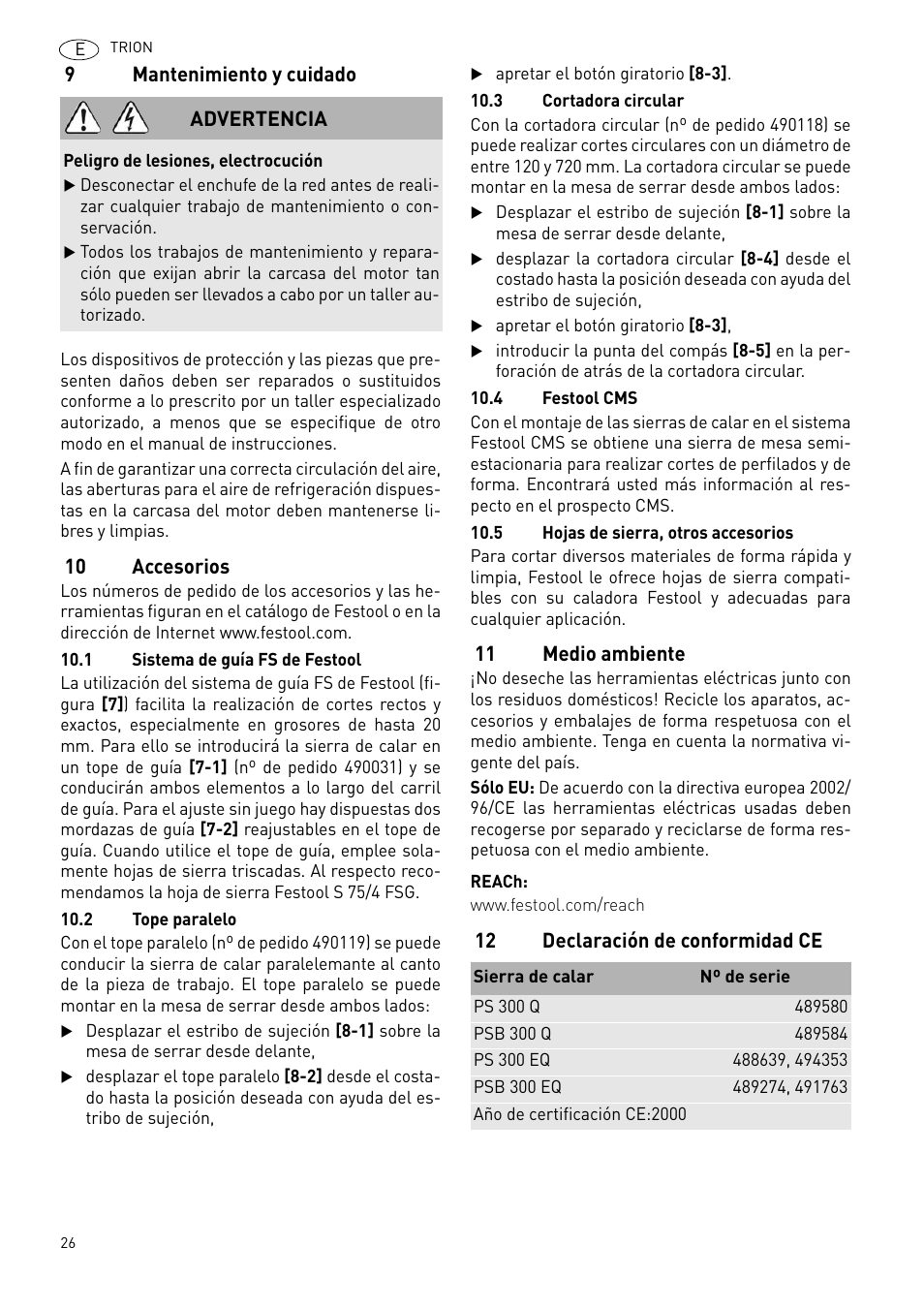 Festool PSB 300 EQ TRION User Manual | Page 26 / 79