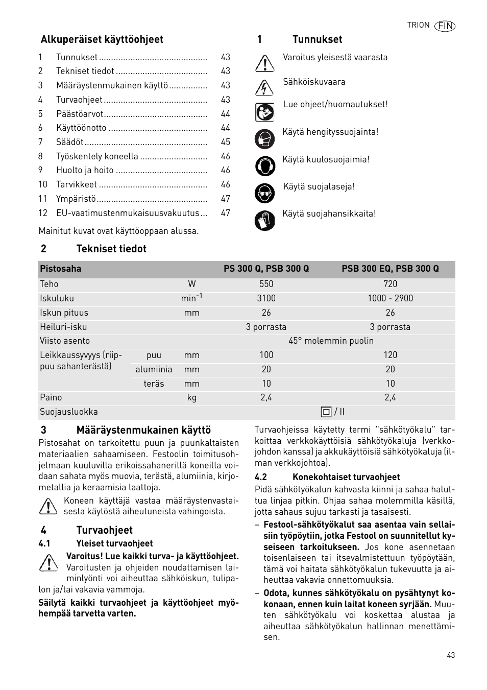 Festool PSB 300 EQ TRION User Manual | Page 43 / 79