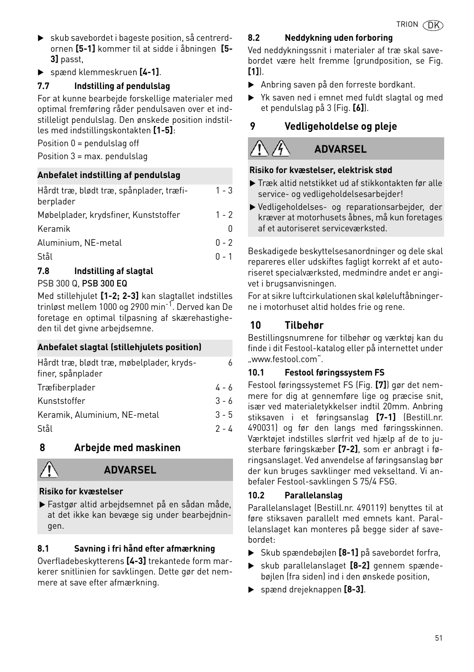 Festool PSB 300 EQ TRION User Manual | Page 51 / 79