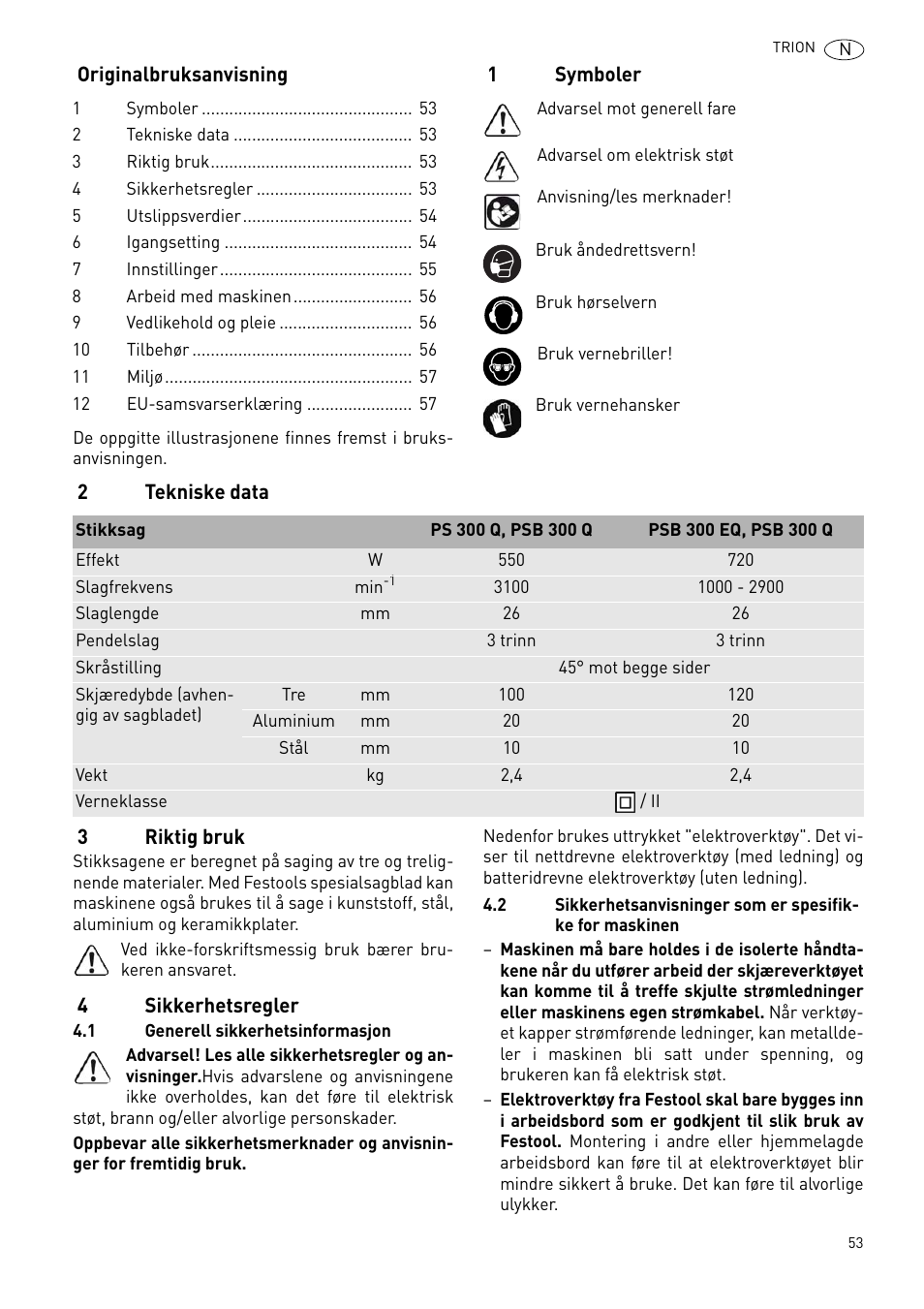 Festool PSB 300 EQ TRION User Manual | Page 53 / 79