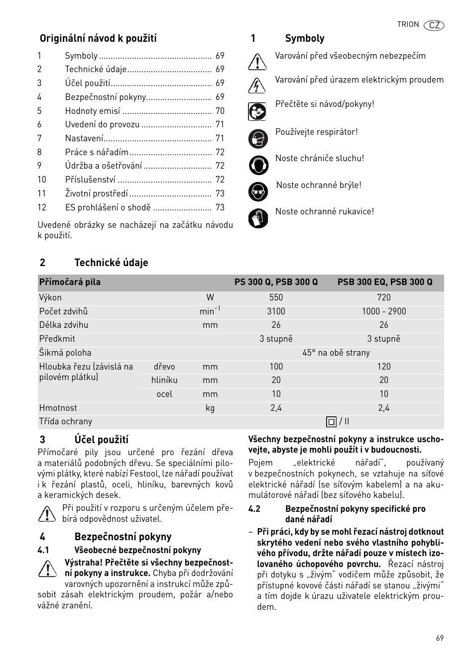 Festool PSB 300 EQ TRION User Manual | Page 69 / 79