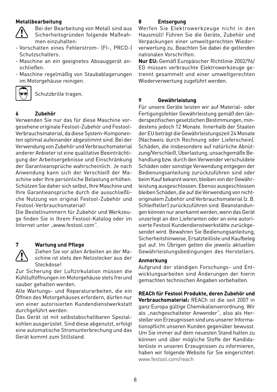 Festool RS 100 Q User Manual | Page 8 / 46