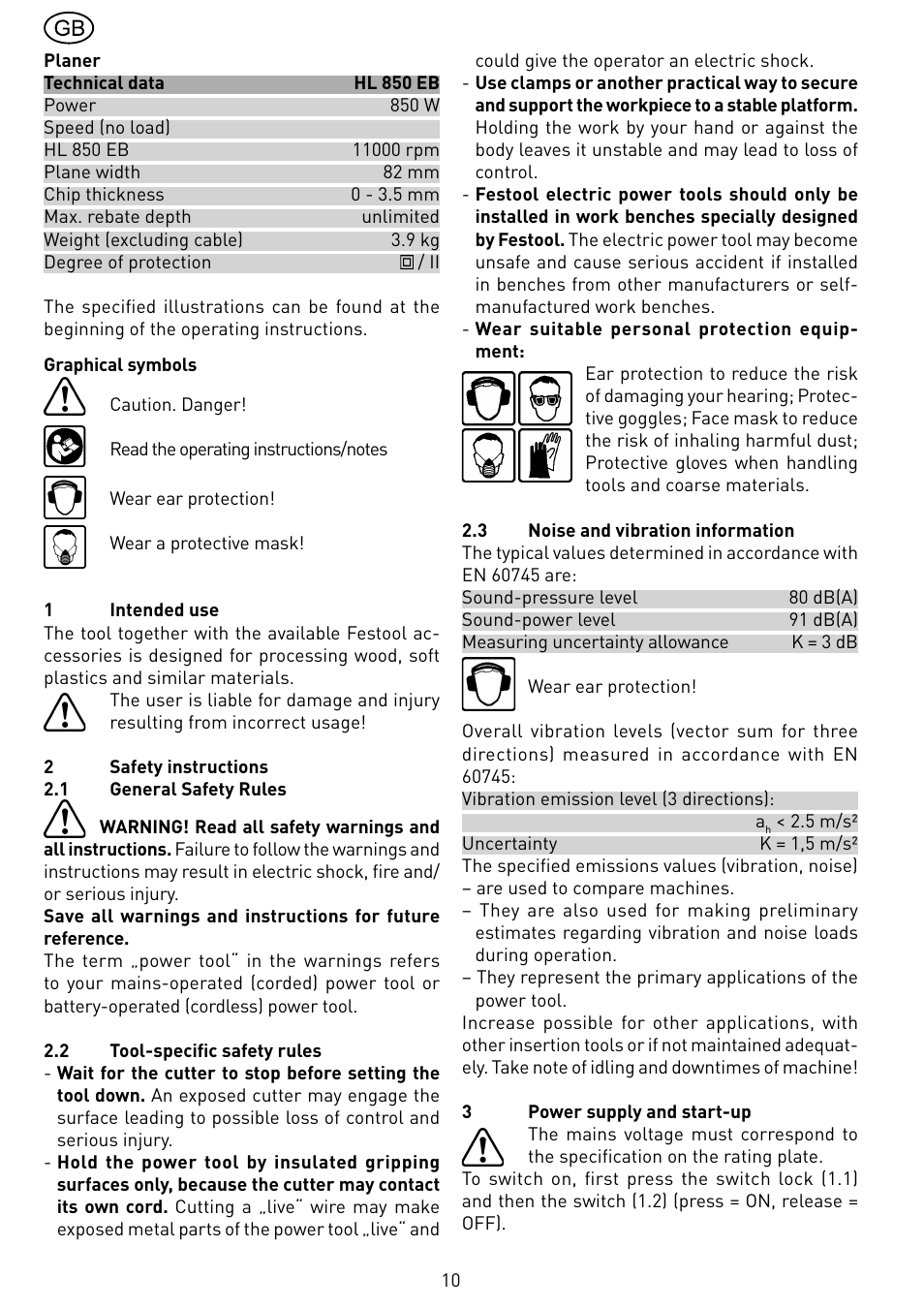 Festool HL 850 EB User Manual | Page 10 / 62