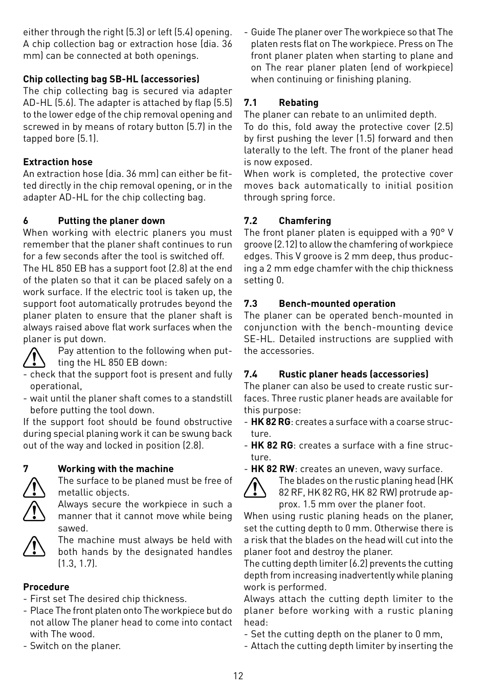 Festool HL 850 EB User Manual | Page 12 / 62