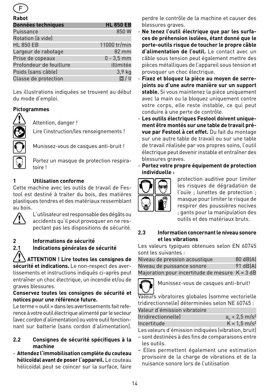 Festool HL 850 EB User Manual | Page 14 / 62