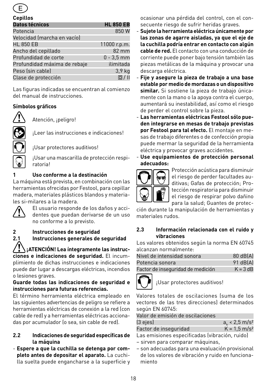 Festool HL 850 EB User Manual | Page 18 / 62