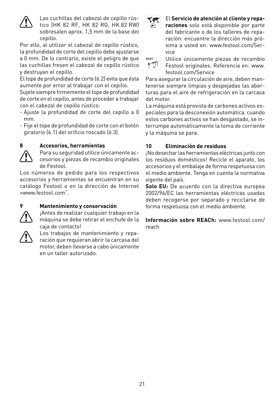 Festool HL 850 EB User Manual | Page 21 / 62