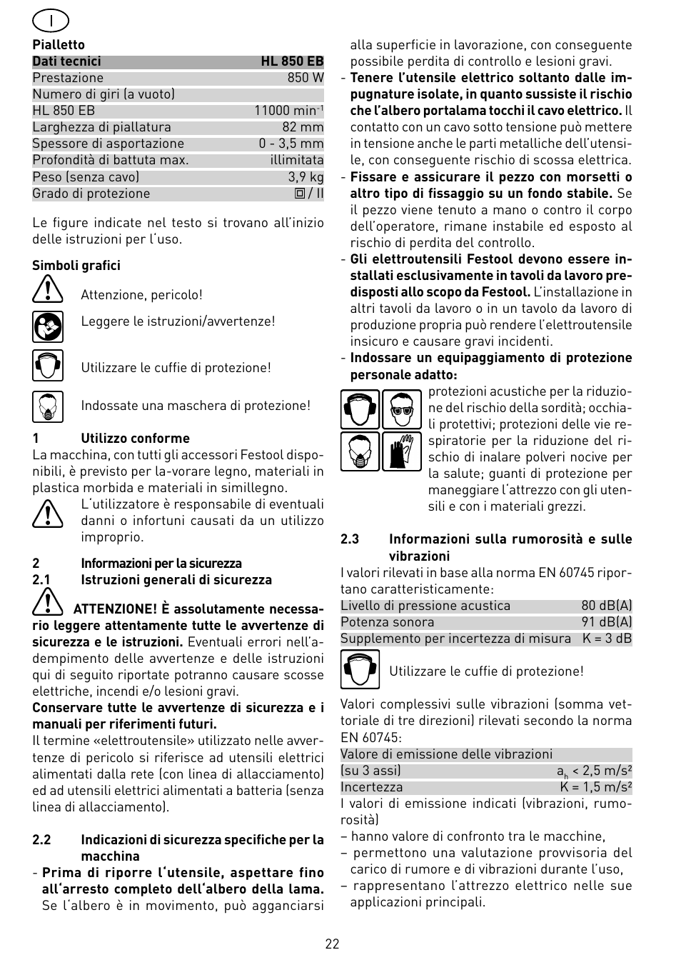 Festool HL 850 EB User Manual | Page 22 / 62