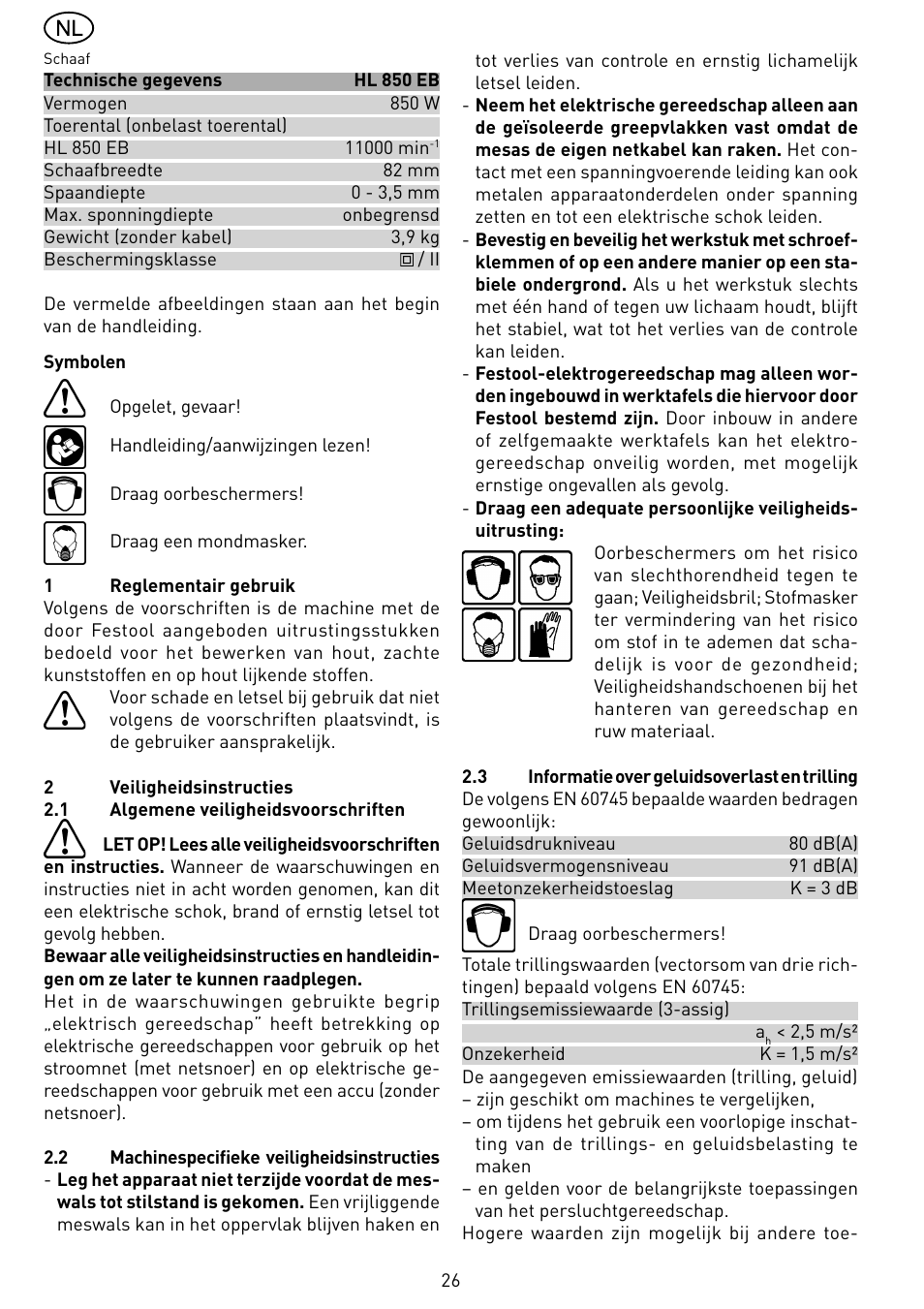 Festool HL 850 EB User Manual | Page 26 / 62