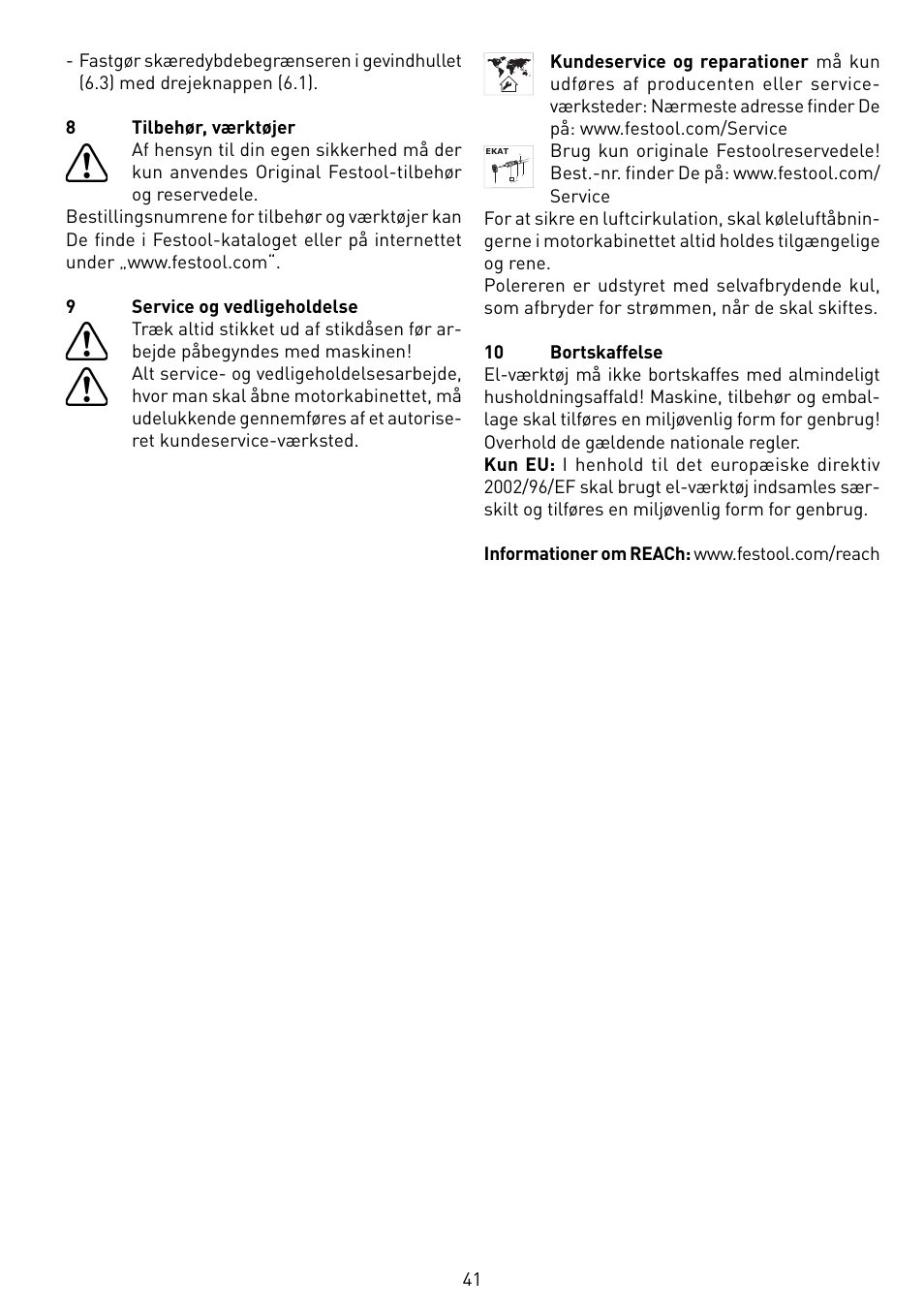 Festool HL 850 EB User Manual | Page 41 / 62