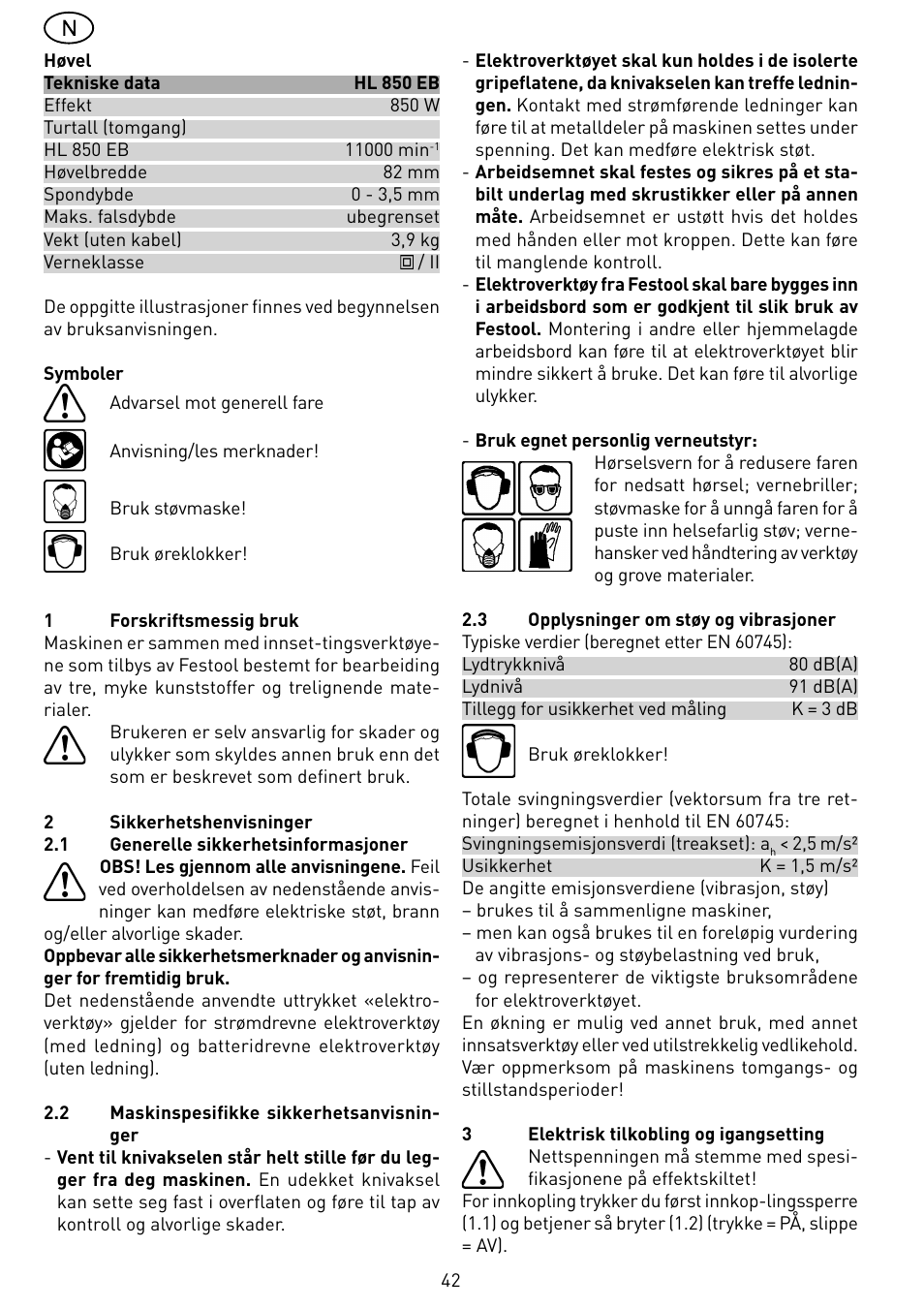 Festool HL 850 EB User Manual | Page 42 / 62