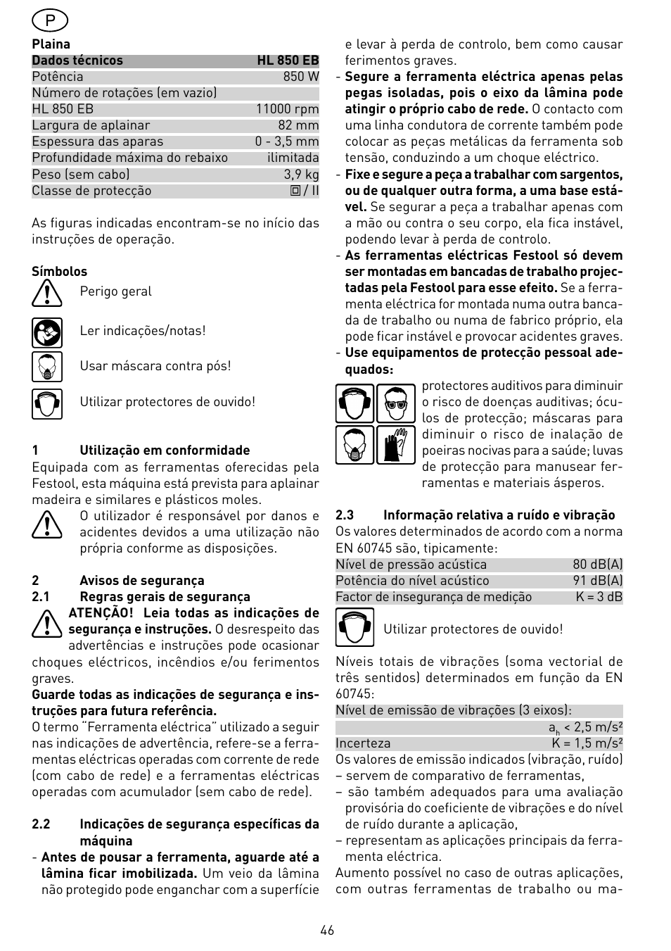 Festool HL 850 EB User Manual | Page 46 / 62