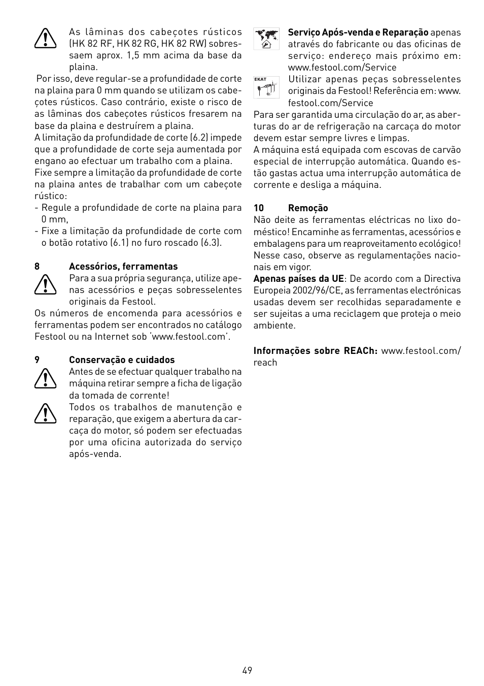 Festool HL 850 EB User Manual | Page 49 / 62