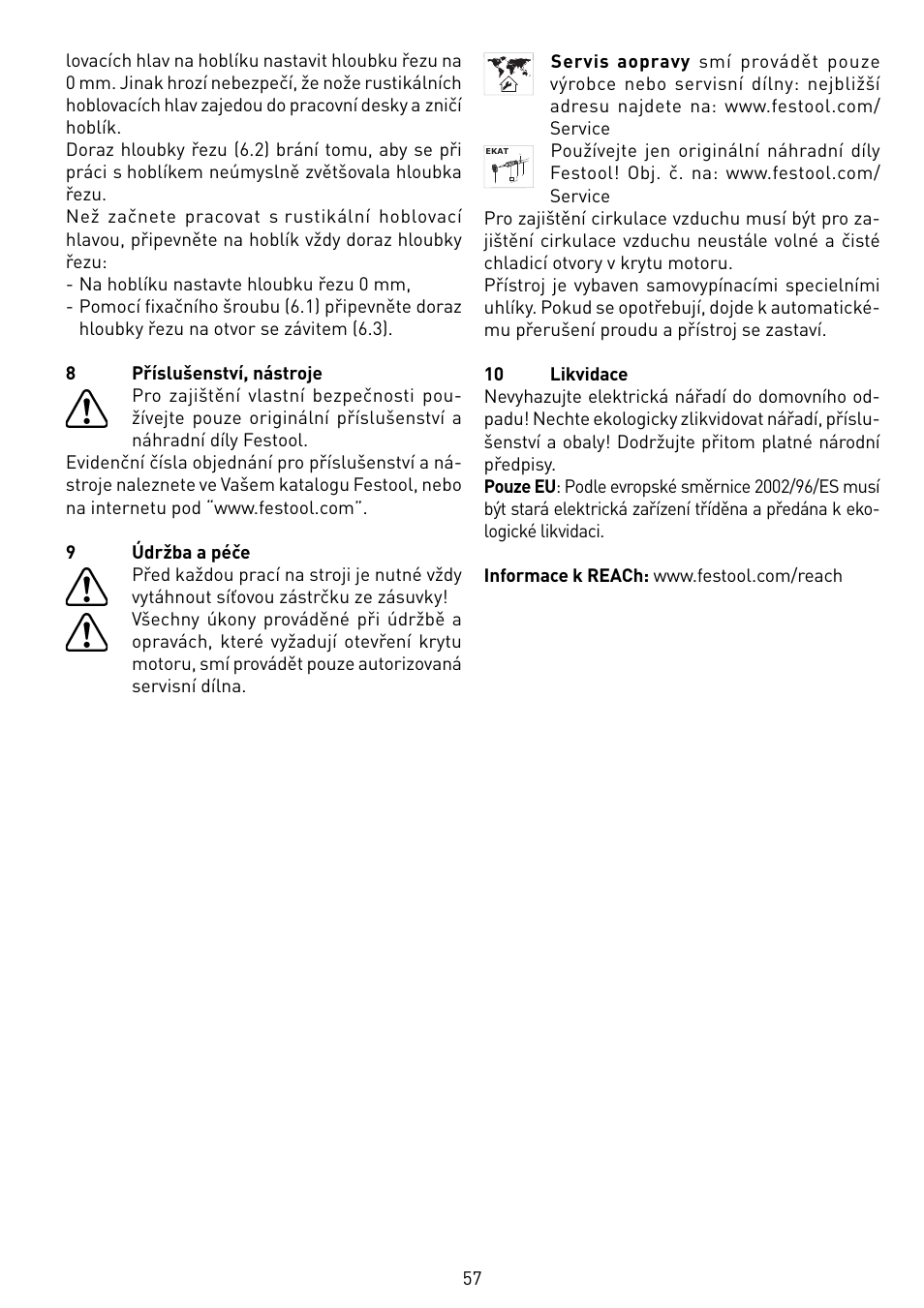 Festool HL 850 EB User Manual | Page 57 / 62