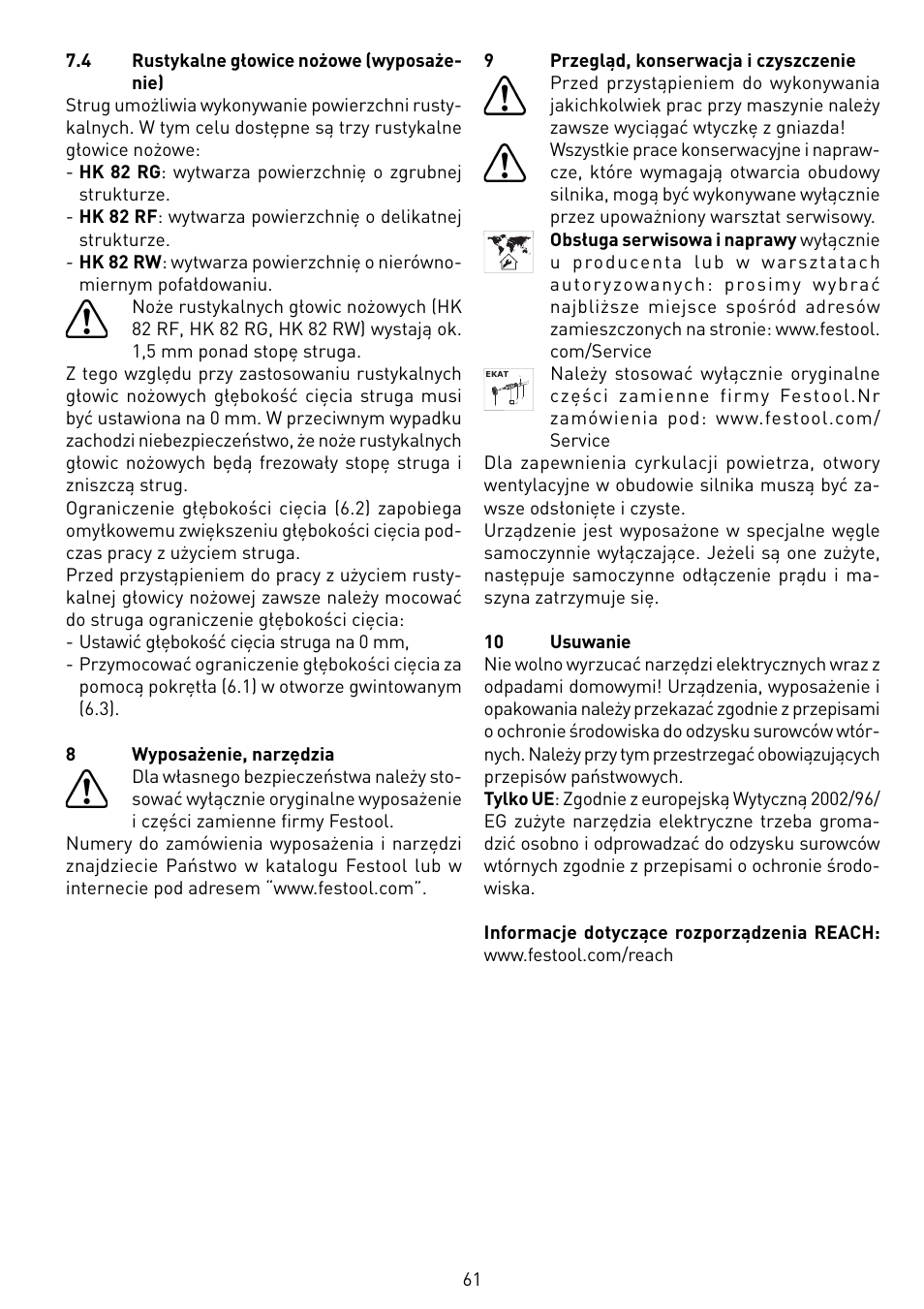 Festool HL 850 EB User Manual | Page 61 / 62