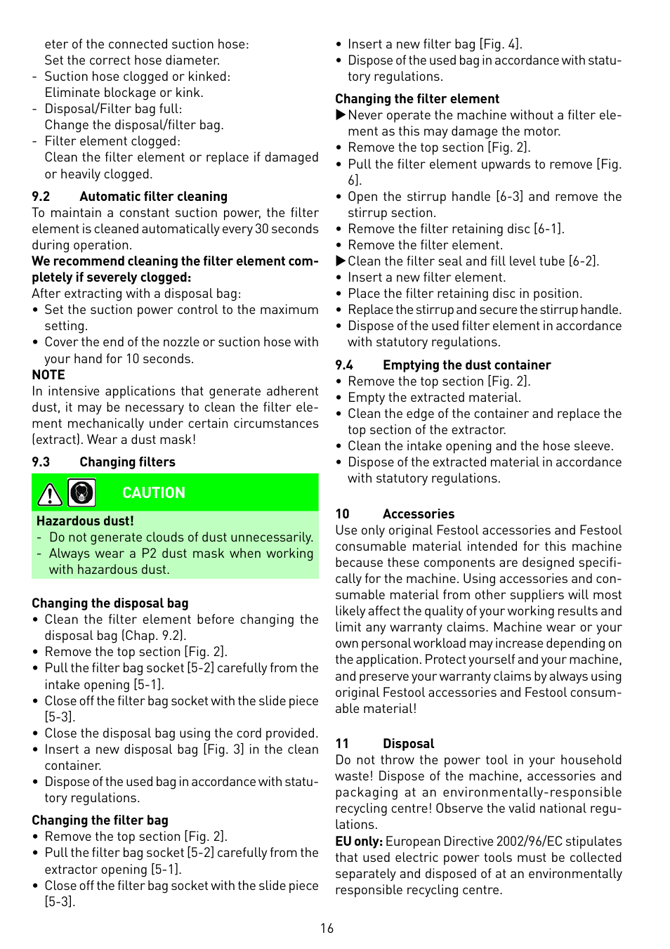 Festool SRM 45 E-LHS 225 PLANEX User Manual | Page 16 / 102