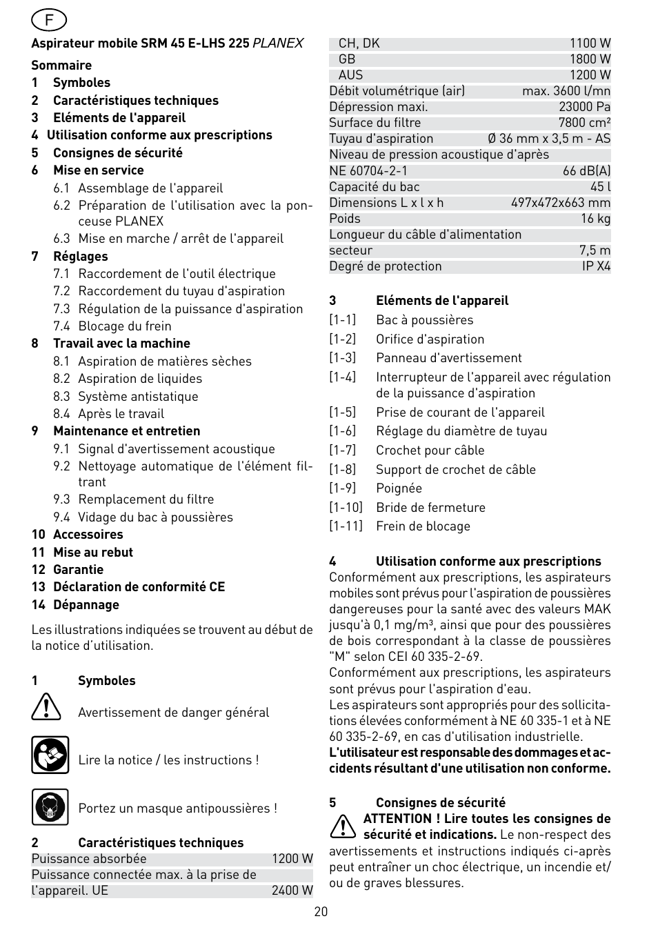 Festool SRM 45 E-LHS 225 PLANEX User Manual | Page 20 / 102
