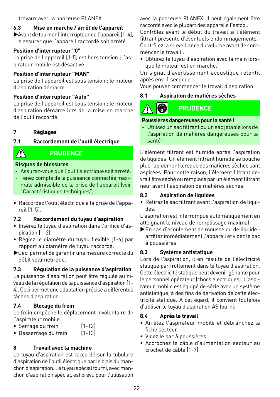 Festool SRM 45 E-LHS 225 PLANEX User Manual | Page 22 / 102
