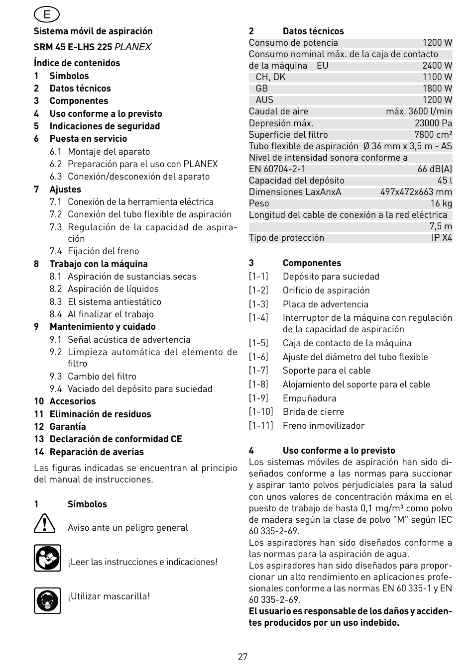 Festool SRM 45 E-LHS 225 PLANEX User Manual | Page 27 / 102