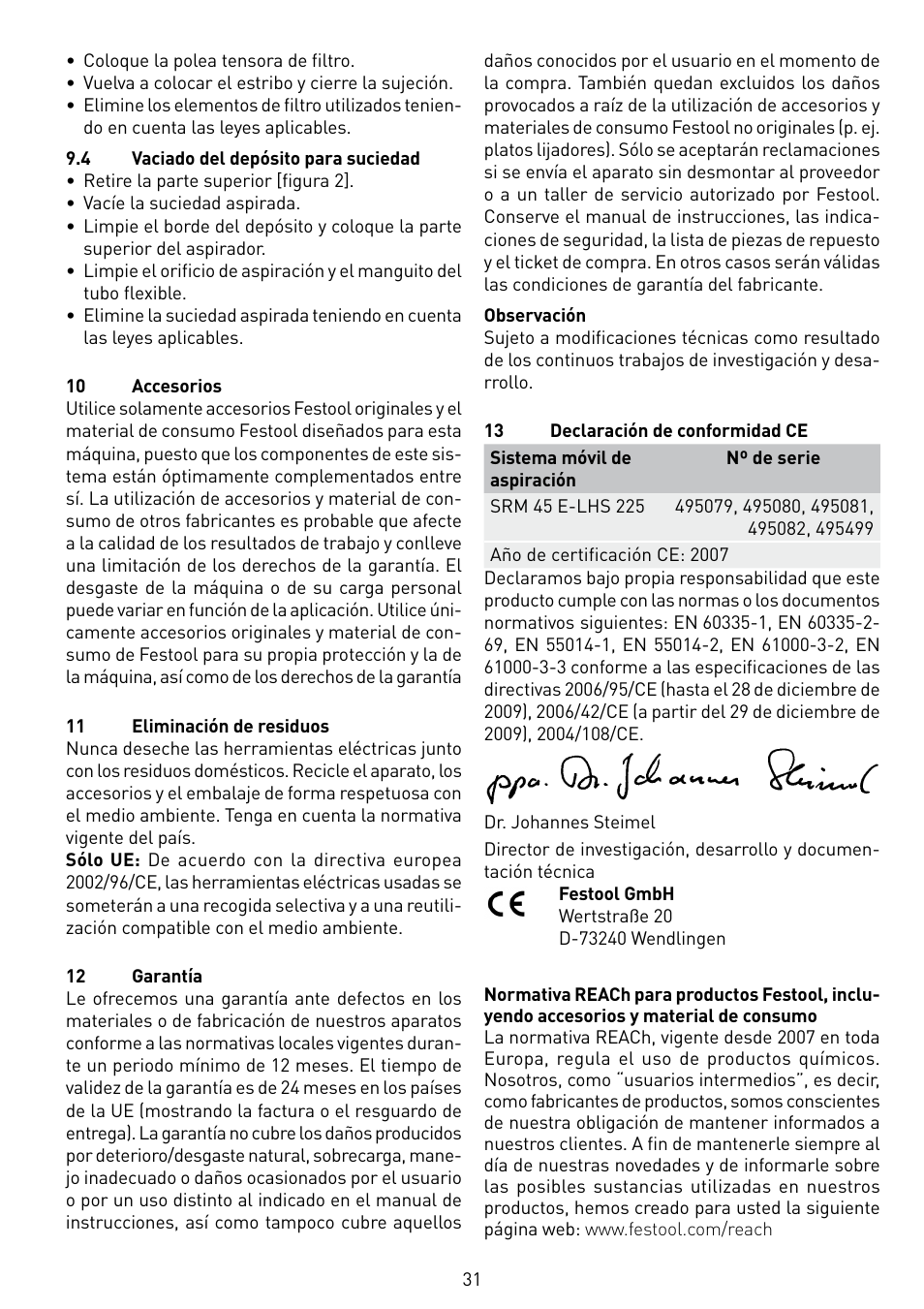 Festool SRM 45 E-LHS 225 PLANEX User Manual | Page 31 / 102