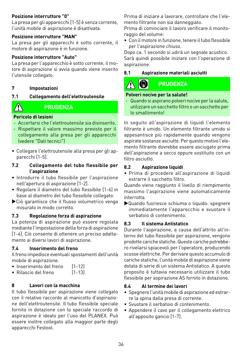 Festool SRM 45 E-LHS 225 PLANEX User Manual | Page 36 / 102