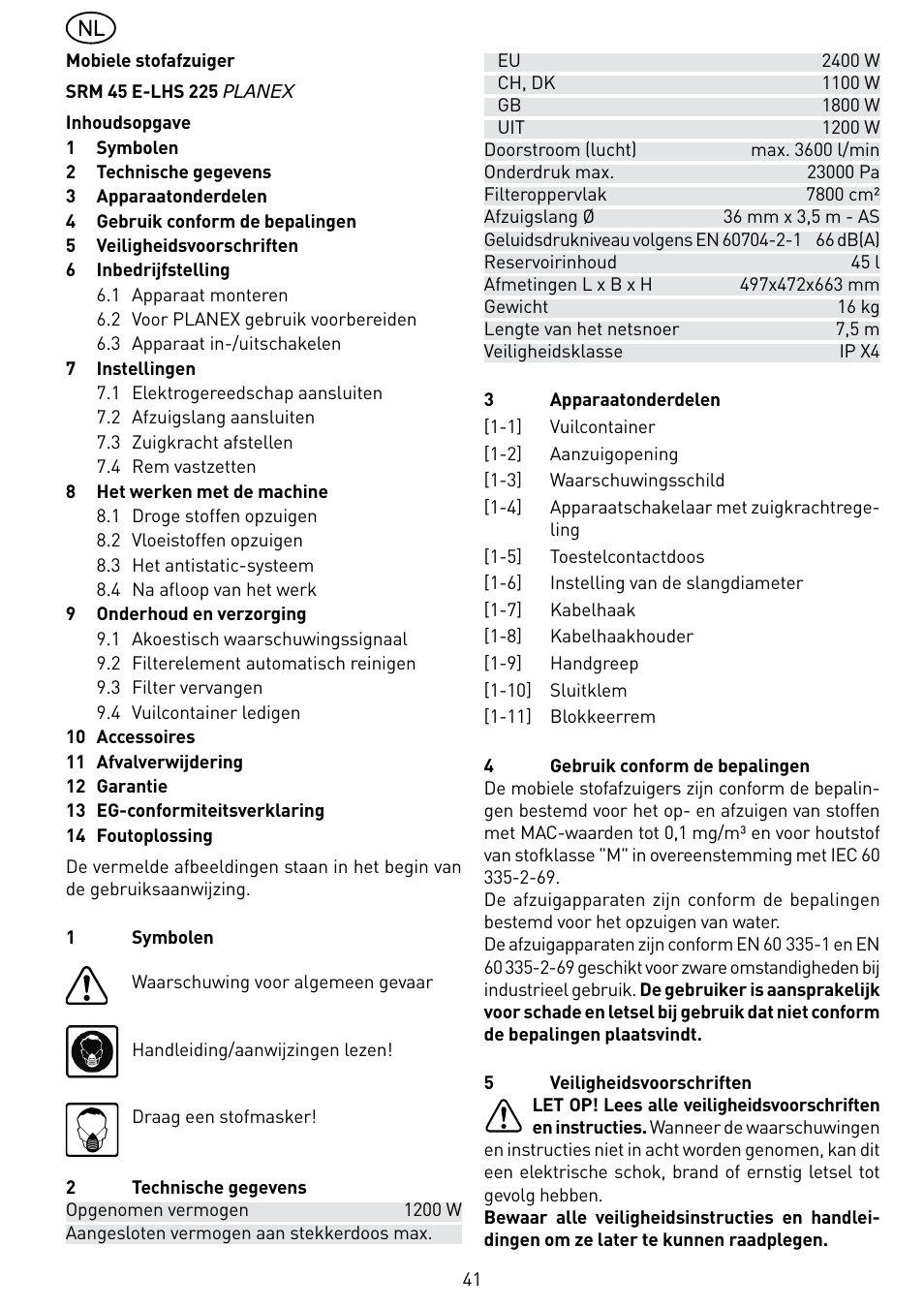 Festool SRM 45 E-LHS 225 PLANEX User Manual | Page 41 / 102