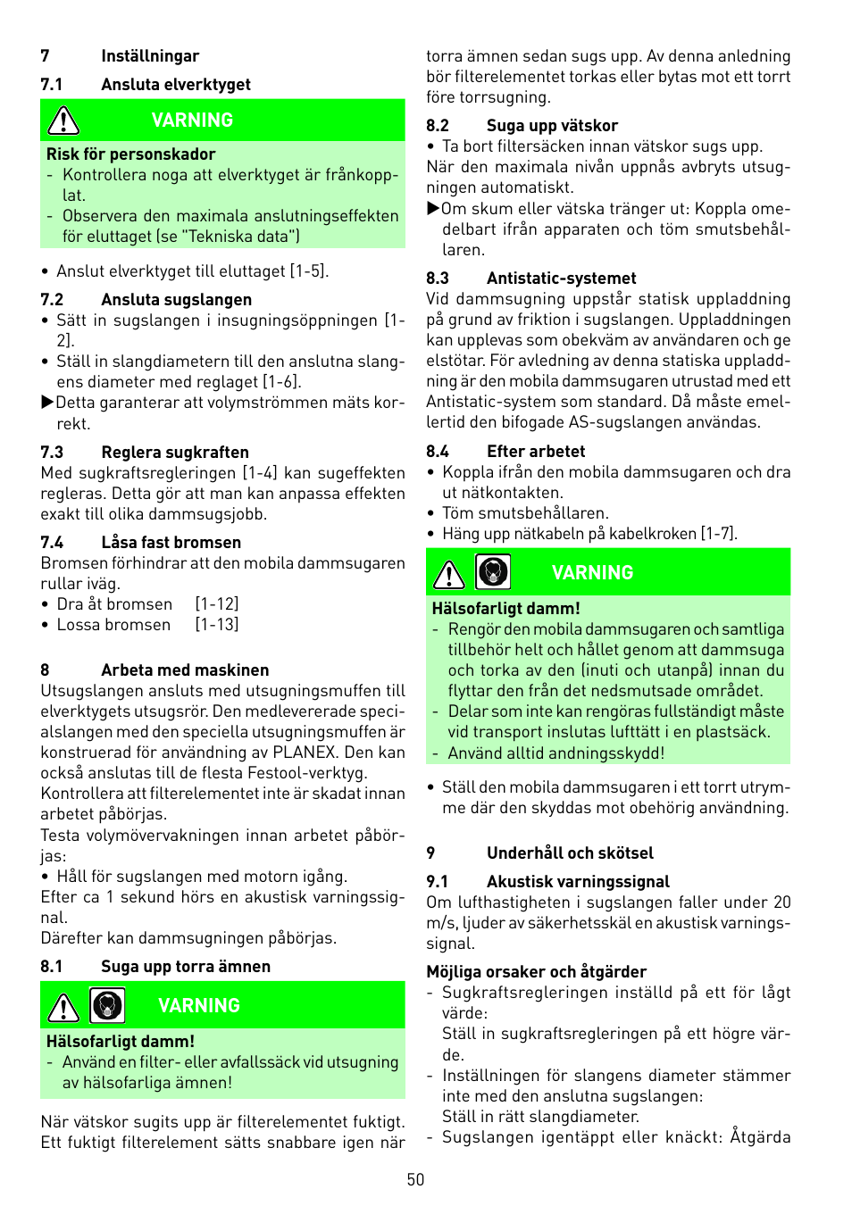 Festool SRM 45 E-LHS 225 PLANEX User Manual | Page 50 / 102