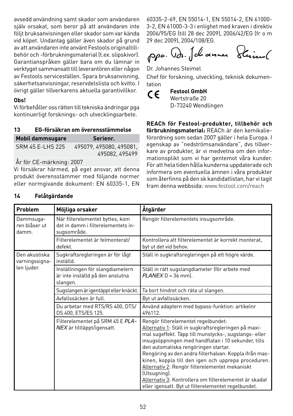 Festool SRM 45 E-LHS 225 PLANEX User Manual | Page 52 / 102