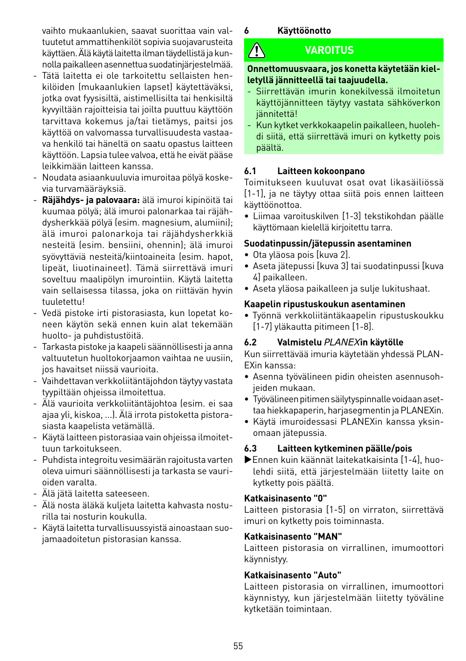 Festool SRM 45 E-LHS 225 PLANEX User Manual | Page 55 / 102