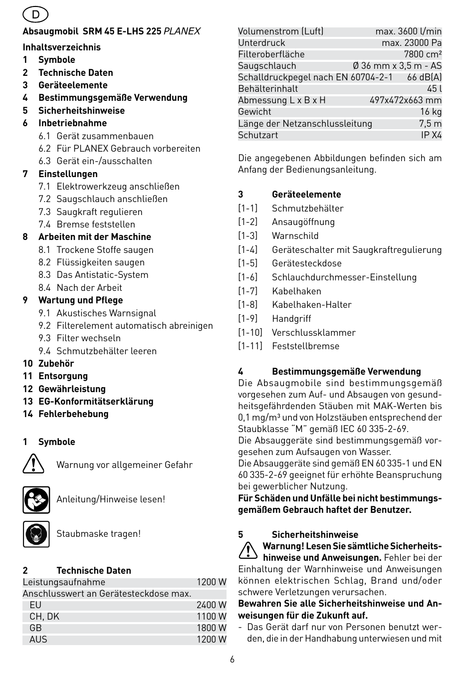 Festool SRM 45 E-LHS 225 PLANEX User Manual | Page 6 / 102