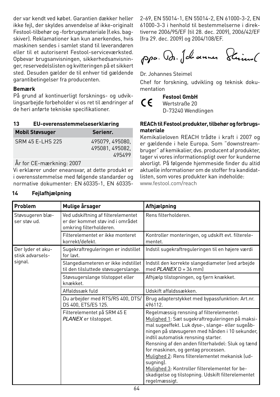 Festool SRM 45 E-LHS 225 PLANEX User Manual | Page 64 / 102