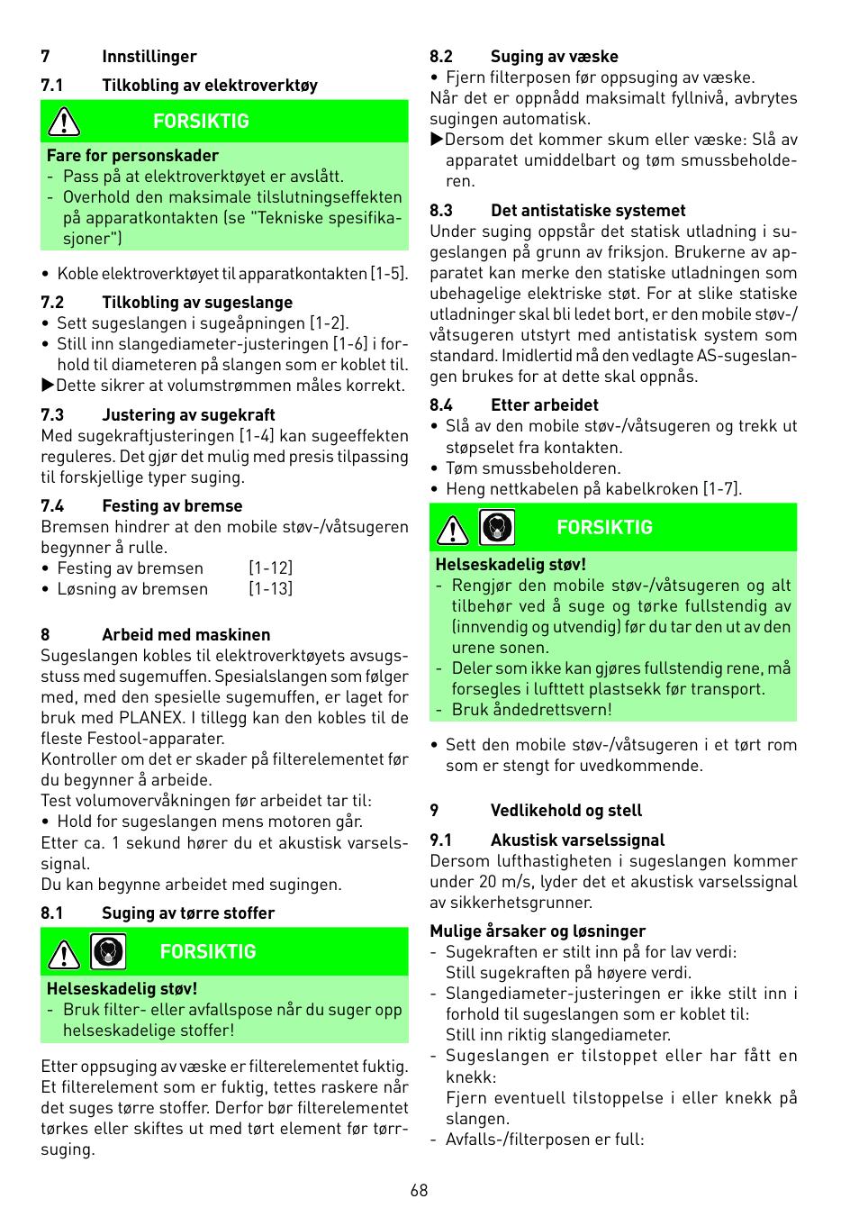 Festool SRM 45 E-LHS 225 PLANEX User Manual | Page 68 / 102