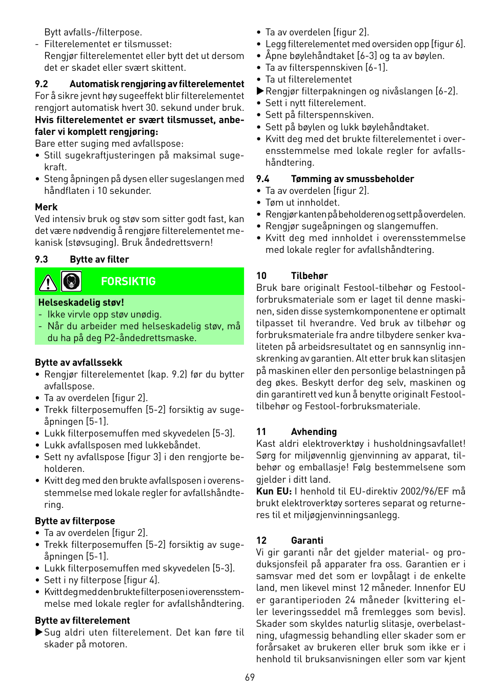 Festool SRM 45 E-LHS 225 PLANEX User Manual | Page 69 / 102