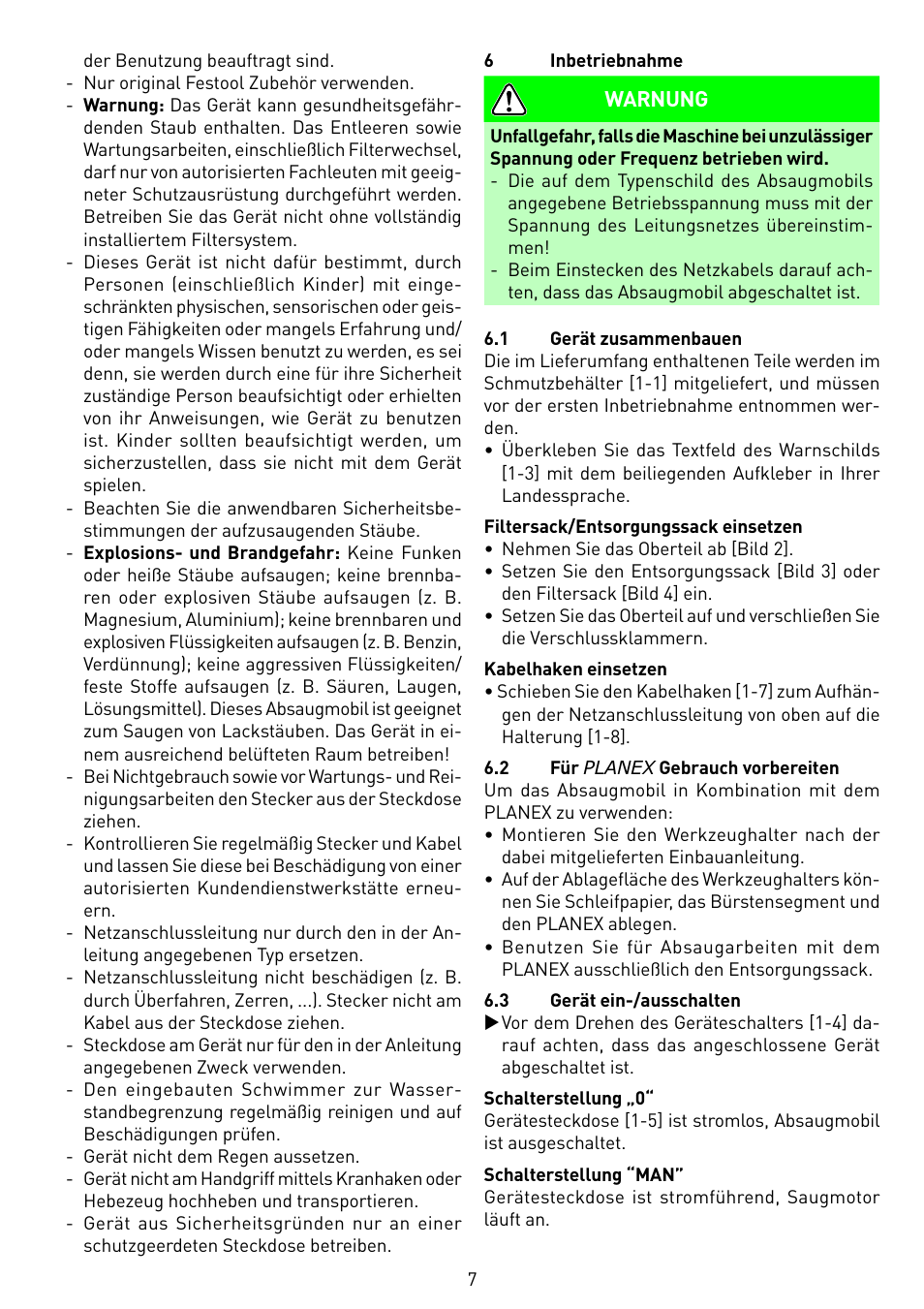Festool SRM 45 E-LHS 225 PLANEX User Manual | Page 7 / 102